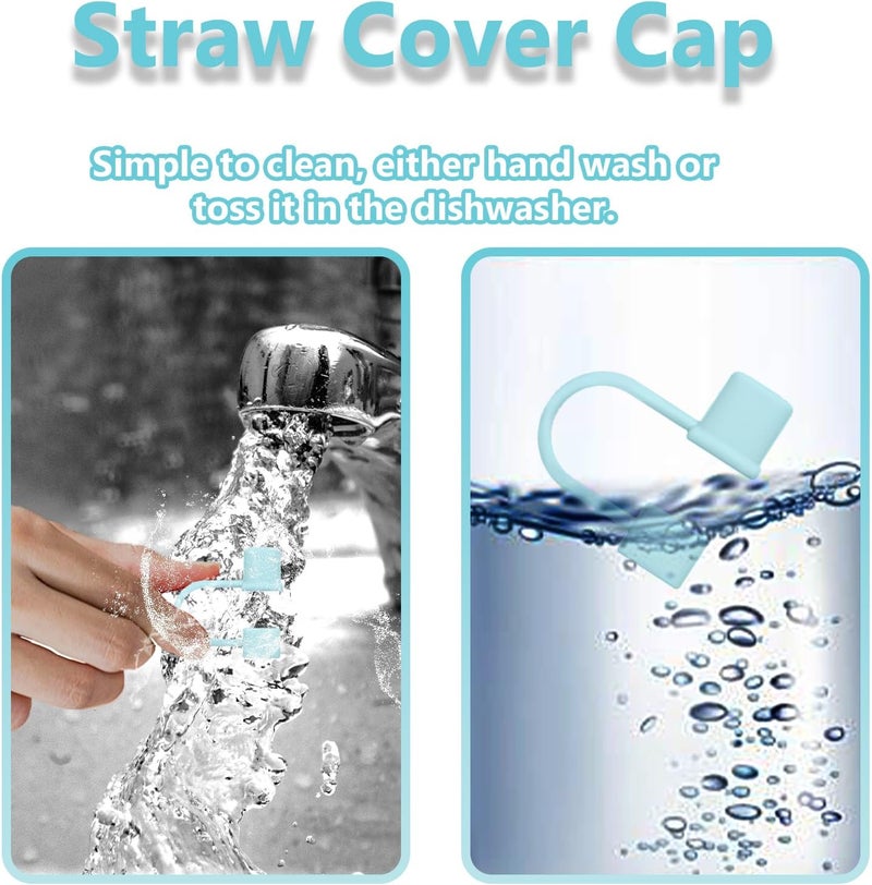 GGDECA 7Pcs Straw Cover Cap for Stanley Cup,Simple 10mm(0.4inch) Silicone Straw Toppers for Stanley 40&30oz Tumbler Accessories-Coral Blue - Image 5